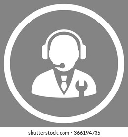 Service Manager vector icon. Style is flat circled symbol, color, rounded angles, white background.