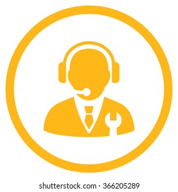 Service Manager vector icon. Style is flat circled symbol, color, rounded angles, white background.