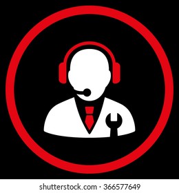 Service Manager vector icon. Style is flat circled symbol, color, rounded angles, white background.