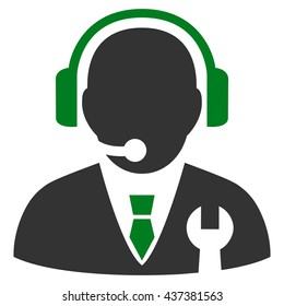 Service Manager vector icon. Style is bicolor flat icon symbol, green and gray colors, white background.