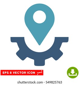 Service Map Marker EPS vector pictograph. Illustration style is flat iconic bicolor cyan and blue symbol on white background.