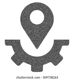 Service Map Marker grainy textured icon for overlay watermark stamps. Flat symbol with dirty texture. Dotted vector gray ink rubber seal stamp with grunge design on a white background.