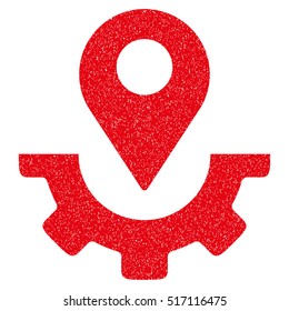 Service Map Marker grainy textured icon for overlay watermark stamps. Flat symbol with dust texture. Dotted vector red ink rubber seal stamp with grunge design on a white background.