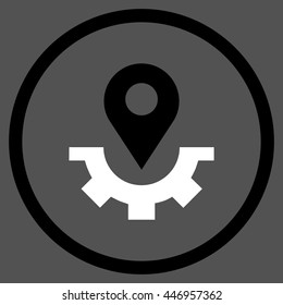Service Map Marker vector bicolor icon. Image style is a flat icon symbol inside a circle, black and white colors, gray background.