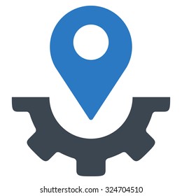 Service Map Marker vector icon. Style is bicolor flat symbol, smooth blue colors, rounded angles, white background.