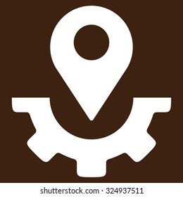 Service Map Marker vector icon. Style is flat symbol, white color, rounded angles, brown background.