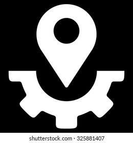 Service Map Marker vector icon. Style is flat symbol, white color, rounded angles, black background.