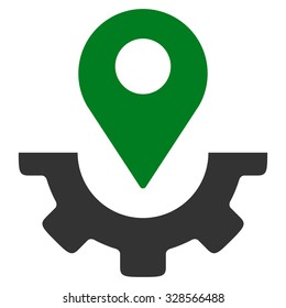 Service Map Marker vector icon. Style is bicolor flat symbol, green and gray colors, rounded angles, white background.