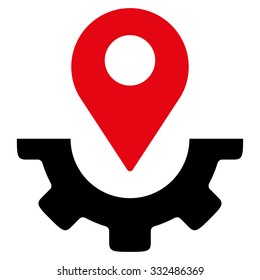 Service Map Marker vector icon. Style is bicolor flat symbol, intensive red and black colors, rounded angles, white background.