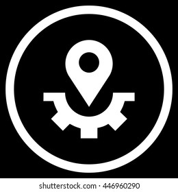 Service Map Marker vector icon. Image style is a flat icon symbol inside a circle, white color, black background.
