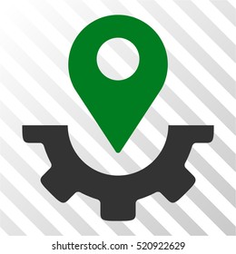 Service Map Marker vector icon. Illustration style is flat iconic bicolor green and gray symbol on a hatch transparent background.