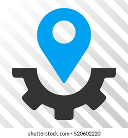 Service Map Marker vector pictogram. Illustration style is flat iconic bicolor blue and gray symbol on a hatched transparent background.