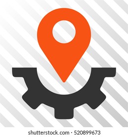 Service Map Marker vector pictogram. Illustration style is flat iconic bicolor orange and gray symbol on a hatch transparent background.