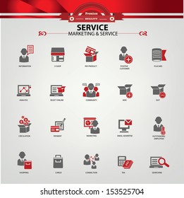 Service and Marketing icons,Red version,vector