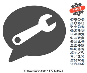 Service Message pictograph with bonus setup tools images. Vector illustration style is flat iconic cobalt and gray symbols on white background.