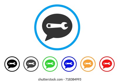 Service Message rounded icon. Style is a flat service message gray symbol inside light blue circle with black, gray, green, blue, red, orange variants. Vector designed for web and software interfaces.