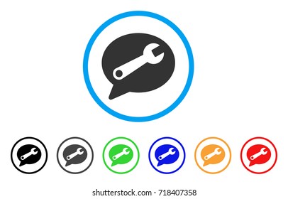Service Message rounded icon. Style is a flat service message gray symbol inside light blue circle with black, gray, green, blue, red, orange versions. Vector designed for web and software interfaces.