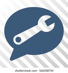 Service Message vector icon. Illustration style is flat iconic blue symbol on a hatched transparent background.