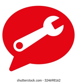 Service Message vector icon. Style is flat symbol, red color, rounded angles, white background.