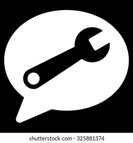 Service Message vector icon. Style is flat symbol, white color, rounded angles, black background.