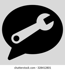 Service Message vector icon. Style is flat symbol, black color, rounded angles, light gray background.