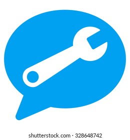 Service Message vector icon. Style is flat symbol, blue color, rounded angles, white background.