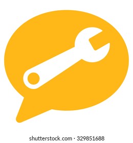 Service Message vector icon. Style is flat symbol, yellow color, rounded angles, white background.