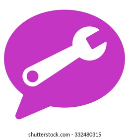 Service Message vector icon. Style is flat symbol, violet color, rounded angles, white background.