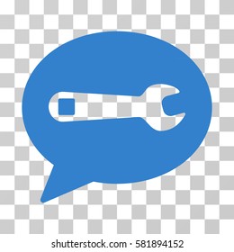 Service Message vector pictogram. Illustration style is a flat iconic cobalt symbol on a transparent background.