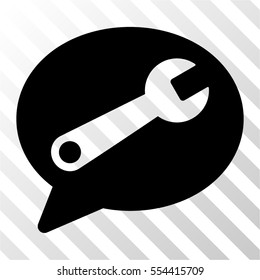 Service Message vector pictograph. Illustration style is flat iconic black symbol on a hatch transparent background.