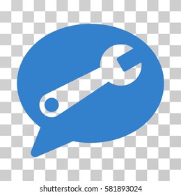 Service Message vector pictograph. Illustration style is a flat iconic cobalt symbol on a transparent background.