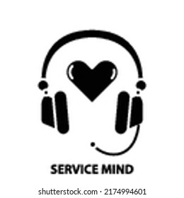 service mind icon, black vector sign with editable strokes, concept illustration
