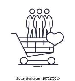 Service mind icon, linear isolated illustration, thin line vector, web design sign, outline concept symbol with editable stroke on white background.