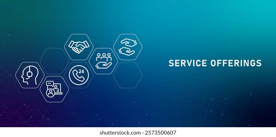 Service offerings gradient header public professional consultant support service help protection assistance design icon outline concept