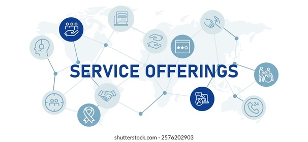 Service Offerings icon set social support professional help public care assistance management hospitality community organization consultant design outline collection