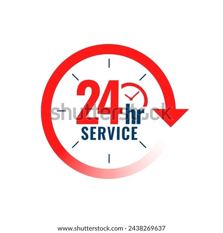 service open everyday for 24 hours background with clock sign vector 