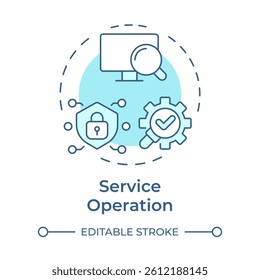 Service operation soft blue concept icon. Incident management, problem solving. Round shape line illustration. Abstract idea. Graphic design. Easy to use in blog post, presentation