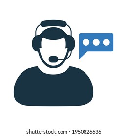 Service operator, call center, customer support icon on isolated white background.