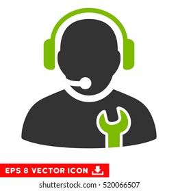 Service Operator EPS vector pictogram. Illustration style is flat iconic bicolor eco green and gray symbol on white background.