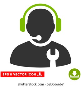 Service Operator EPS vector pictogram. Illustration style is flat iconic bicolor eco green and gray symbol on white background.