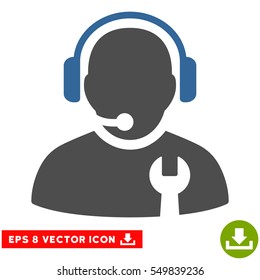 Service Operator EPS vector pictogram. Illustration style is flat iconic bicolor cobalt and gray symbol on white background.