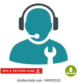 Service Operator EPS vector pictograph. Illustration style is flat iconic bicolor soft blue symbol on white background.