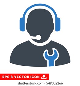 Service Operator EPS vector pictograph. Illustration style is flat iconic bicolor smooth blue symbol on white background.