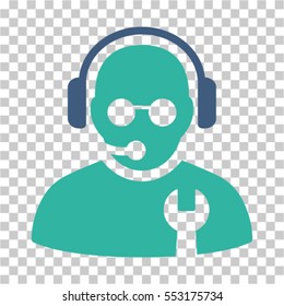 Service Operator icon. Vector pictogram style is a flat bicolor symbol, cobalt and cyan colors, chess transparent background. Designed for software and web interface toolbars and menus.