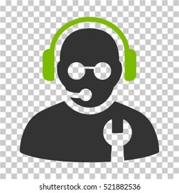 Service Operator icon. Vector pictograph style is a flat bicolor symbol, eco green and gray colors, chess transparent background. Designed for software and web interface toolbars and menus.