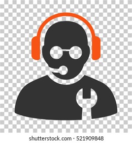 Service Operator icon. Vector pictograph style is a flat bicolor symbol, orange and gray colors, chess transparent background. Designed for software and web interface toolbars and menus.