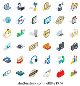 Service operator icons set. Isometric style of 36 service operator vector icons for web isolated on white background