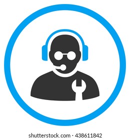 Service Operator vector bicolor icon. Image style is a flat icon symbol inside a circle, blue and gray colors, white background.