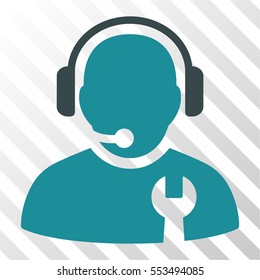 Service Operator vector icon. Illustration style is flat iconic bicolor soft blue symbol on a hatch transparent background.