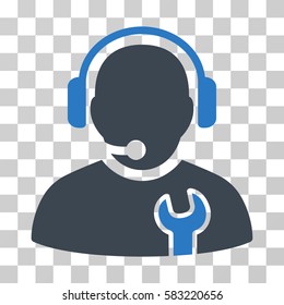 Service Operator vector icon. Illustration style is a flat iconic bicolor smooth blue symbol on a transparent background.